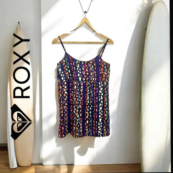 Roxy Geometric Multicolored Beach Coverup/ Mini Dress, S - Picture 1 of 7